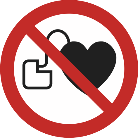 No entry for persons with cardiac pacemakers or implanted defibrillators 