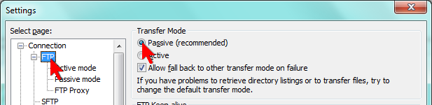  Configuració del mode de transferència