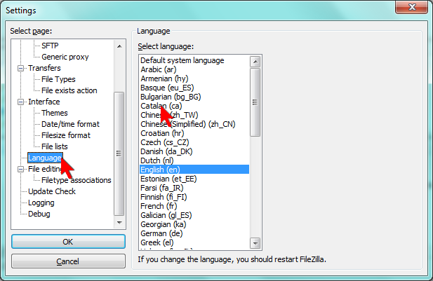  Configuració de l'idioma de la interfície