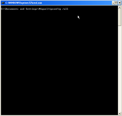 Executa la comanda "ipconfig /all"