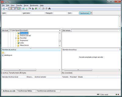  Captura de pantalla del FileZilla a Windows 7